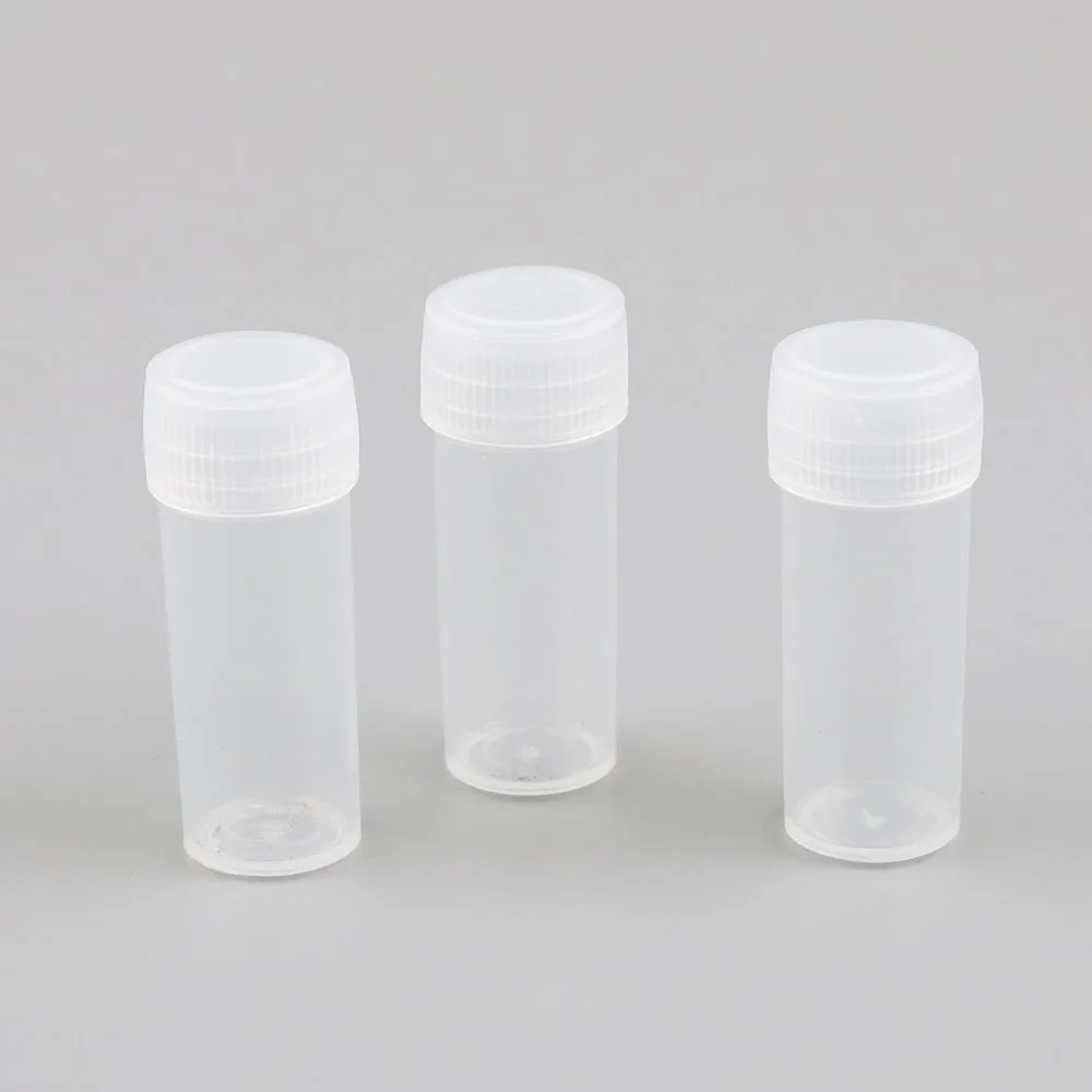 

200 x 4g 4ml Plastic PE Test Tubes With White Plug Lab Hard Sample Container Transparent Packing Vials Women Cosmetic Bottles