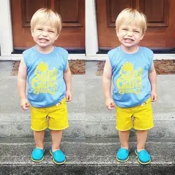 2019 г. Новая одежда для маленьких мальчиков летняя хлопковая детская футболка без рукавов с буквенным принтом повседневная детская одежда