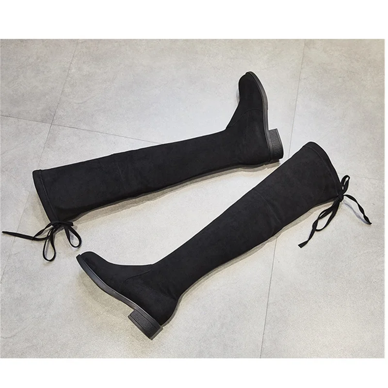 Stivali Nuovo Metà Solide Autunno Stile Scarpe Tacco Rotonda Donne Elastici Il Di Inverno H138 Nero Delle Colore E Testa Cashmere cBqqAI