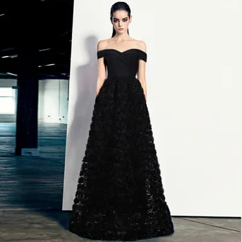 

2019 Spring Dress Ball Gown Fashion Sexy Elegant Sleeveless Slash Neck Women Black Night Club High Quality Dresses Wholesale