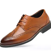Новинка года; мужские оксфорды из натуральной кожи; модельные туфли; мужские повседневные туфли на плоской подошве со шнуровкой; Цвет черный, коричневый; размеры 38-48
