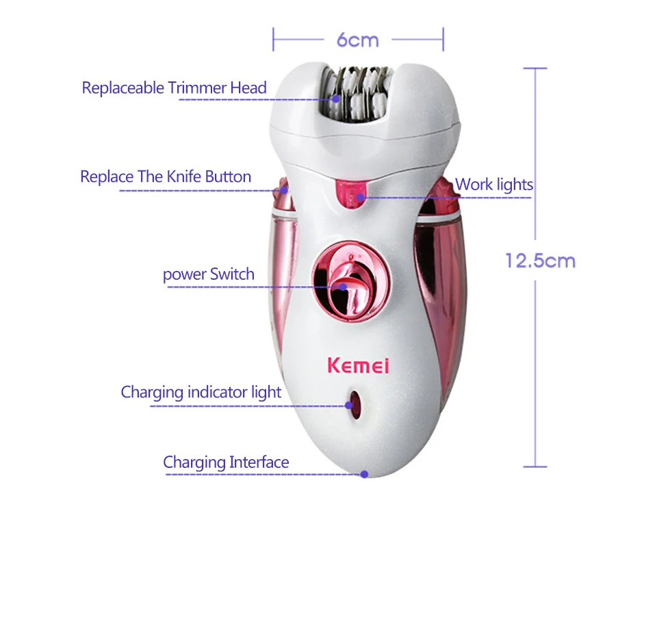 Kemei KM-2530 многофункциональная перезаряжаемая Подмышечная рука удаление волос на ногах электрическая бритва шерсть Эпилятор женский инструмент для ухода