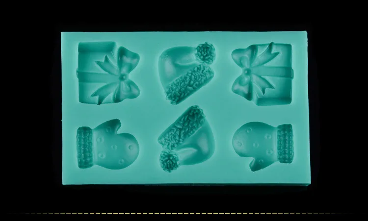 Новое поступление милый Рождественский подарок элементы формы 3D силиконовые формы для торта помадка инструменты для кекса D246