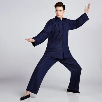 

Blue 2015 New Chinese Traditional Men's Cotton Linen Shadowboxing Kung-Fu Jacket Suits Sets One Claspers M-3XL WNS201504
