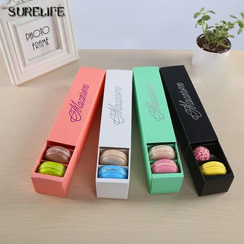 

30pcs Pink White Black Green and Red Dessert Macaron box 6 cavities colorful macarons pastry packaging boxes