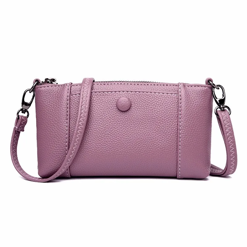 Сумки через плечо для женщин, кожаная сумка через плечо, женская кожаная сумка-мессенджер, маленькая сумка с клапаном для девушек - Цвет: purple