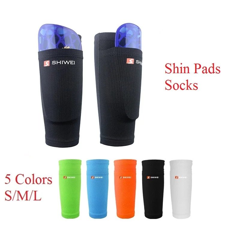 1 Pair Child Adult Soccer Protective Socks with Shin Pads Leg Sleeves Supporting Sport Safety Shin Guard Calf Support Socks Pads