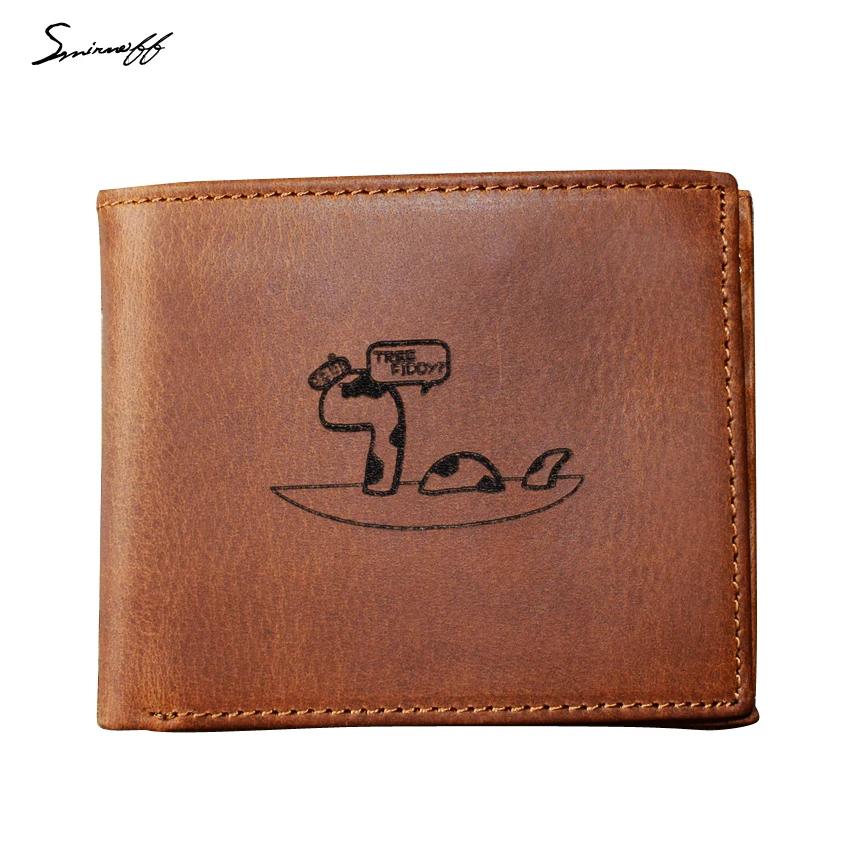

Genuine Leather Wallet Men Laser Engraved South Park Humour Snake tree fiddy Leather Wallet with Coin Pocket inside Gift Purse