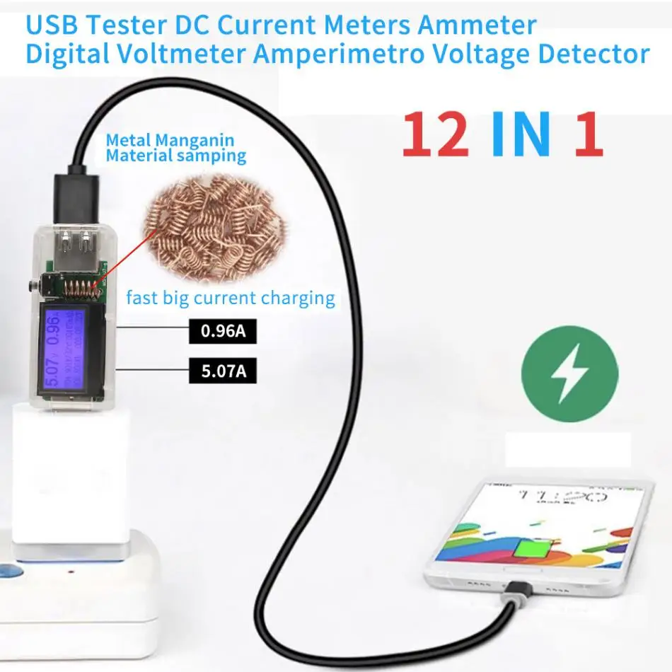 12 в 1 USB Тестер DC Цифровой вольтметр Amperimetro Ток Напряжение метр Amp вольтметр зарядное устройство индикатор