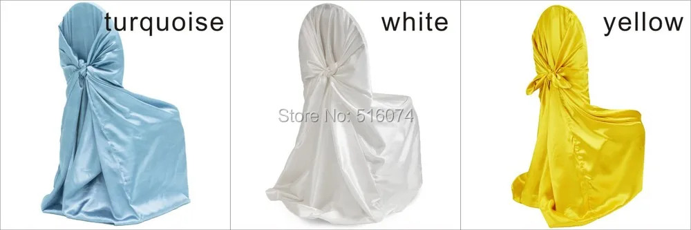 Best Free shipping 100pcs Satin Chair CoverS 21 Colors Satin Self-tie Shair Covers Wedding Banquet Party Decors Wholesales 5