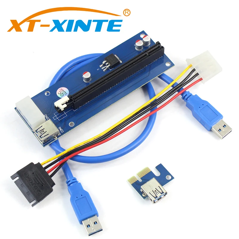 PCI-E 1X to 16X Extension Cable PCIE USB3.0 Mining Adapter Card Extender Riser Card SATA Expansion Card for Miner Bitcoin BTC