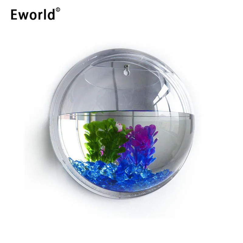 

Eworld Acrylic Fish Bowl Wall Hanging Aquarium Tank Aquatic Pet Supplies Pet Products Plant Wall Mount Fish Tank For Home Decor