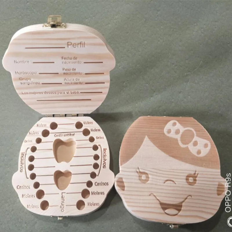 Детские зубы сортировки деревянный ящик Lanugo пуповины коллекционные контейнер