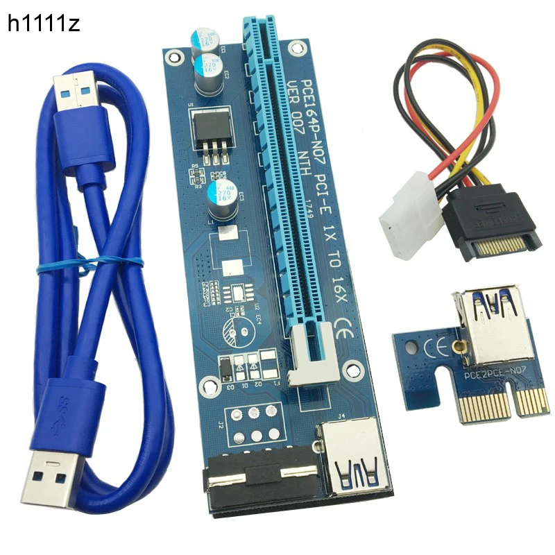 Райзер VER007 60 см PCI E расширитель Express Riser Card 1x к 16x USB 3 0 SATA 4Pin IDE для майнинга BTC Bitcion Miner