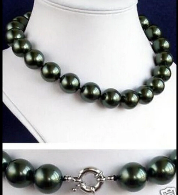 

16mm South Sea Black Shell Pearl Necklace 18" AAA style Fine Noble real Natural free shipping