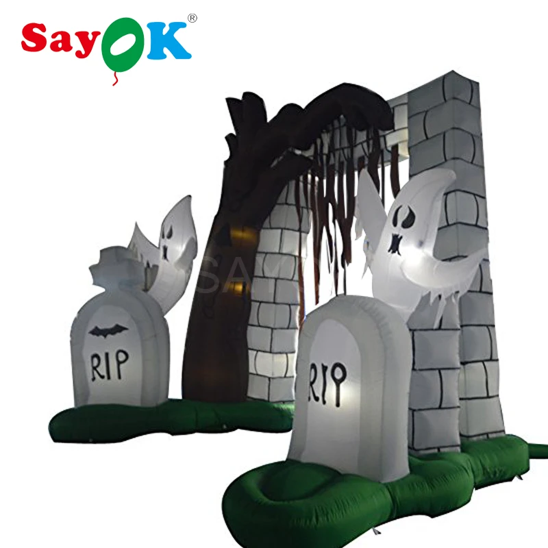 

Inflatable LED Ghost Gate props Inflatable Halloween Decoration with LED Light for Halloween Yard Outdoor Garden De'co'ration