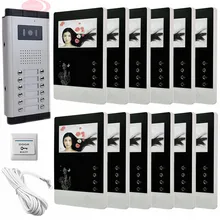 Home Brand New 4.3″ Color Screen Intercom System Hands Free Key Intercom Video Door Phone 12 Monitors IR Night Vision Camera Kit