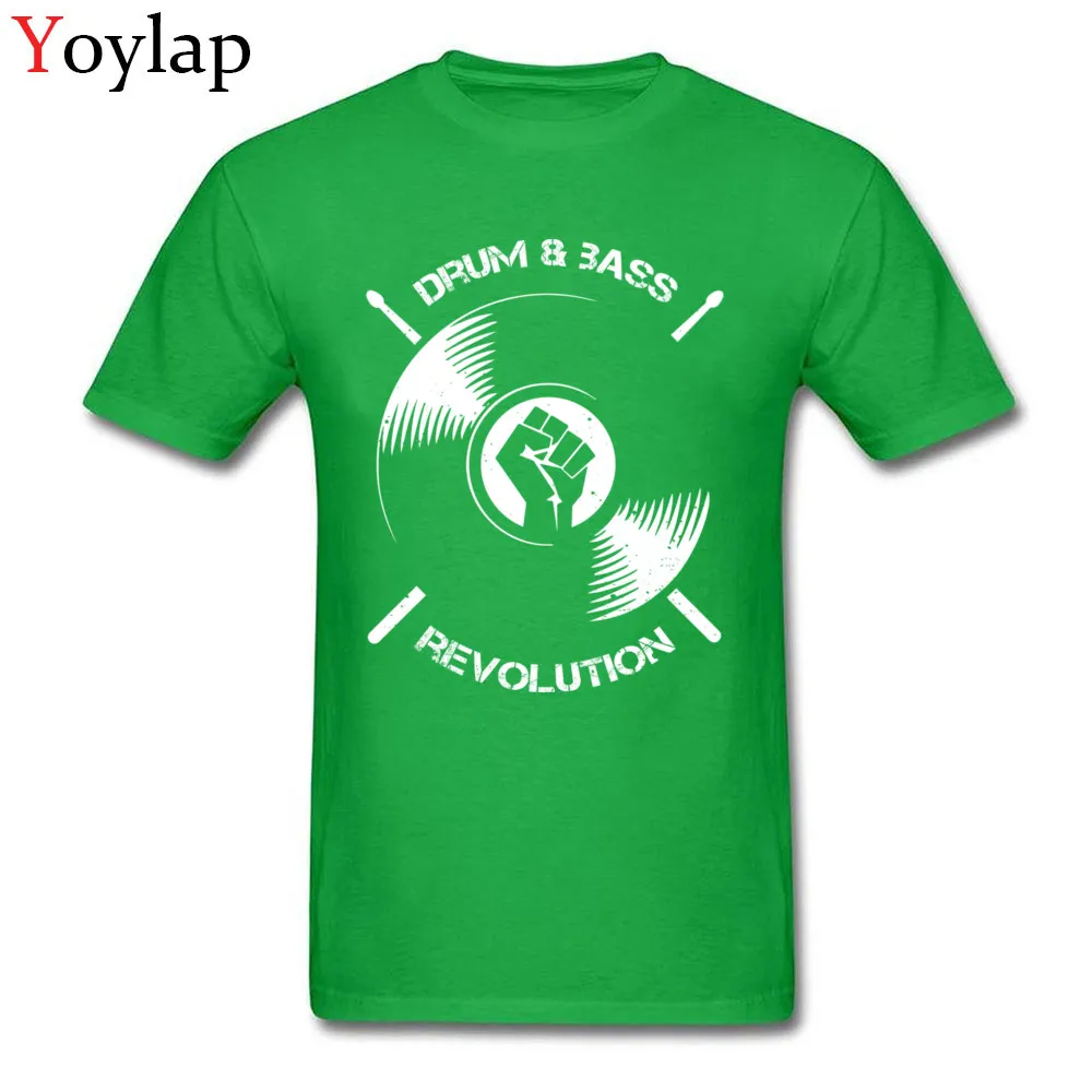 Casual Tops Shirt for Adult Slim Fit Fall O Neck Cotton Fabric Short Sleeve T-Shirt Drum And Bass Revolution Casual Tee Shirt green