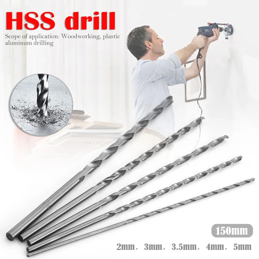 5 шт. набор сверл Mayitr HSS Auger Twist 2/3/3. 5/4/5 мм диаметр 150 Удлиненные Прямые сверла для
