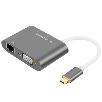 

USB C to VGA Type C (Thunderbolt 3 Compatible) to Ethernet VGA 2 port USB 3.0 Multiports Type C Conveters Adapter for Mac Mini