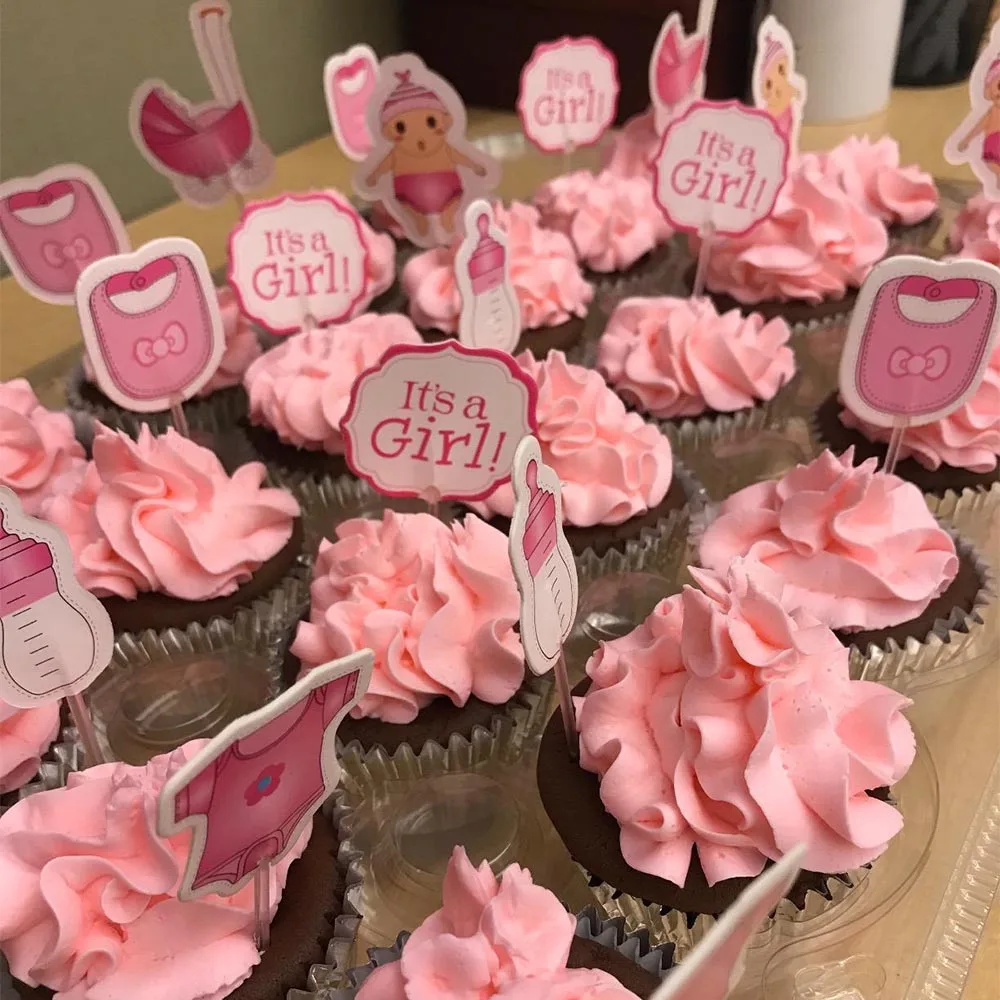 12/20 штук Baby Shower декор для капкейка мальчиков и девочек это розового синего цвета