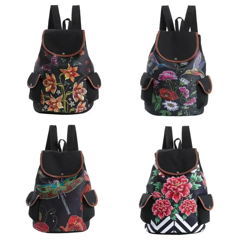 

Fashion Floral Print Backpack Preppy Style Teenage Girls Canvas Shoulder School Bags Casual Small Backpacks Women Travel Rucksac