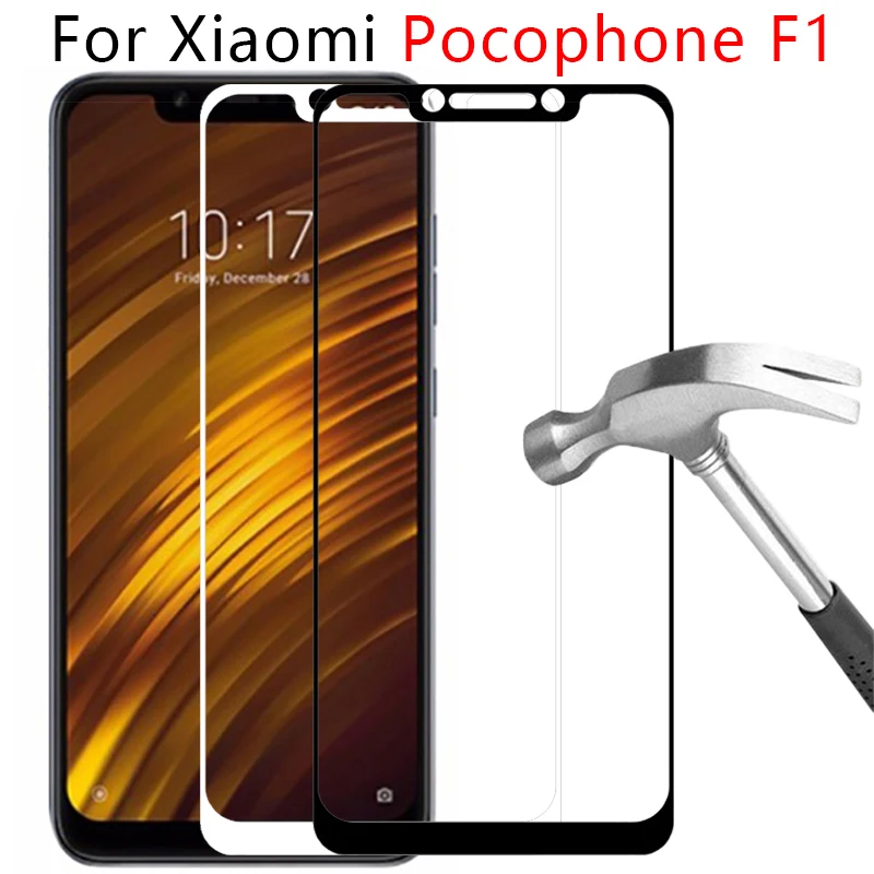 Case Pocophone F1 Full Cover For Xiaomi Pocophon Poco Phone F 1 1f Tempered Glass Safety Tremp Screen Protector Film 9h | Мобильные