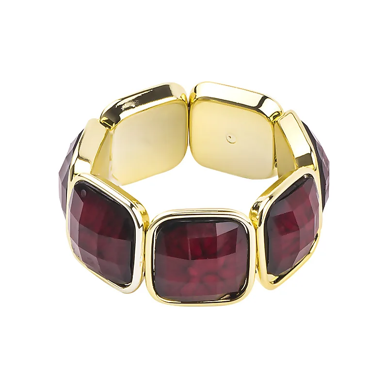 Classic Resin Cuff Fashion Bracelets Bangles for Women Stretch Colourful Acrylic Gold Metal Bracelets Female Charm Gifts Jewelry (2)