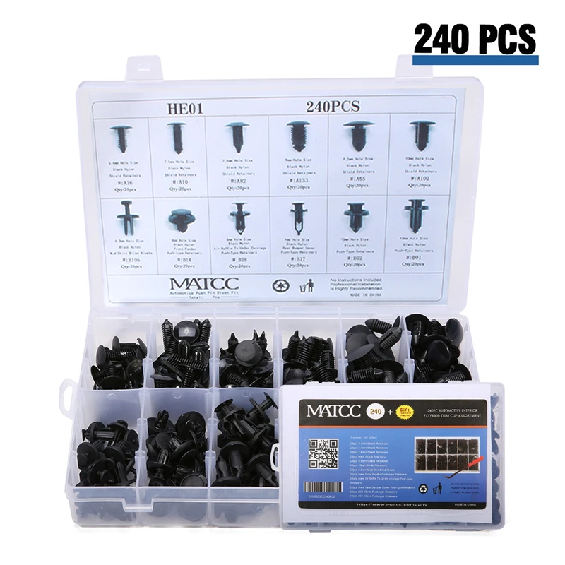Buy 240Pcs/Set 12 Size Auto Car Clips Assortment Retainer Clip Panel Body
