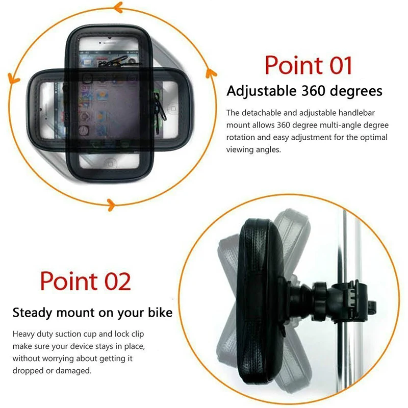 Fimilef Motorcycle Bike Ride Phone Waterproof Bag Case Adjustable Holder Handlebar Mount Dustproof Bag Navigation Phone Stand (5)