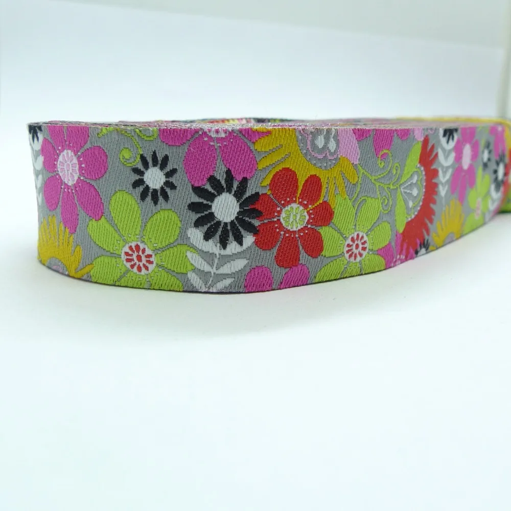 

10 Meters 7/8'' 22mm Rain Forest Flowers Sewing Supplies Woven Jacquard Ribbon