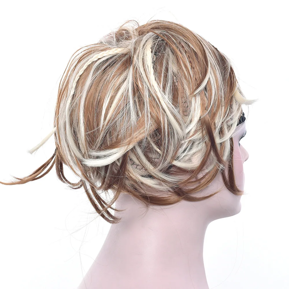 Gres пончик лента для волос Термостойкое волокно черный/Блонд коса шиньон для невест Женские синтетические волосы булочки с резинкой