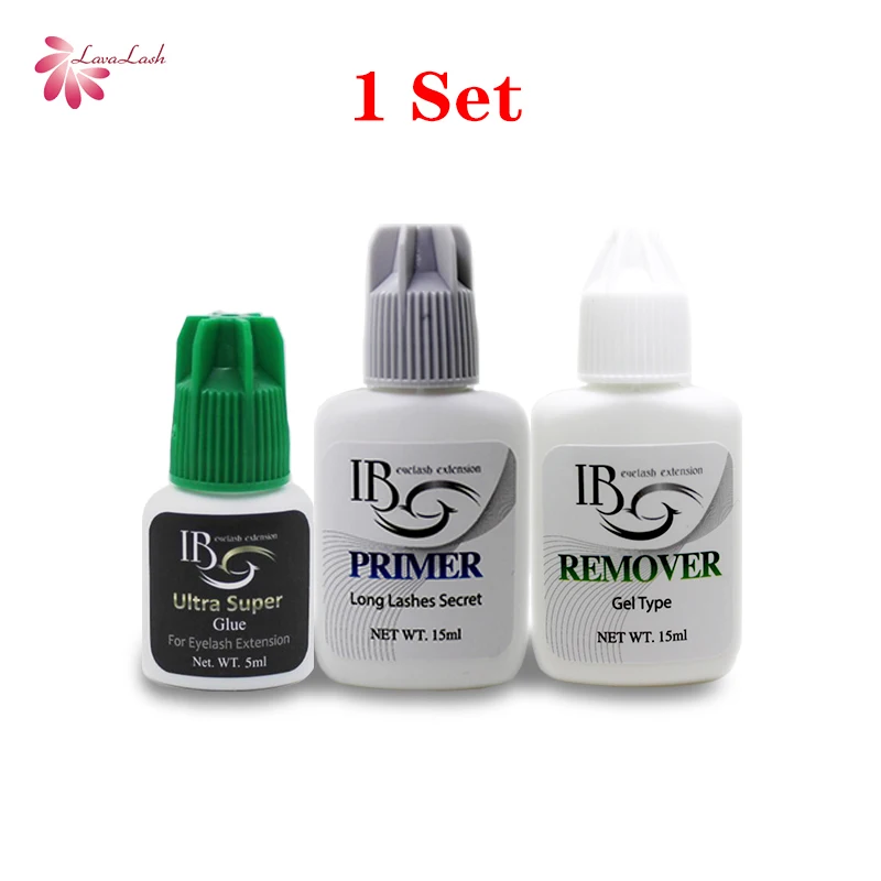 

IB 1 Set Ultra Super Glue Lash Primer Lash Remover for Eyelash Extensions Fast Dry Long Clear Gel Holding Time Korea Glue