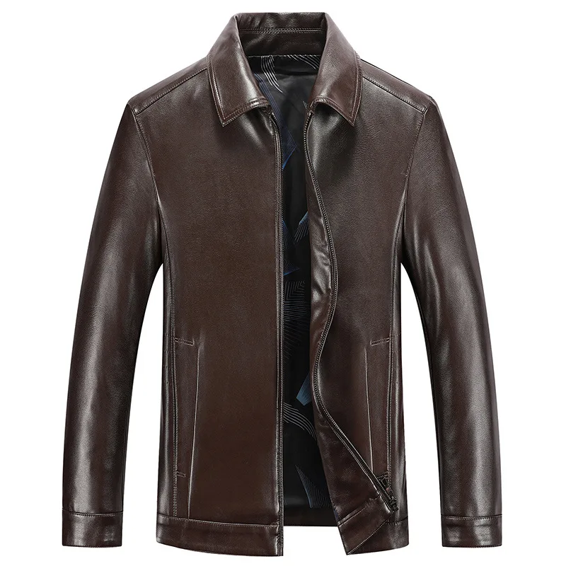 

Mens Sheepskin Leather Jackets Genuine Leather Coats Casual Tops Outerwear Overcoat Spring Autumn Clothing Plus Size M-3XL 4XL
