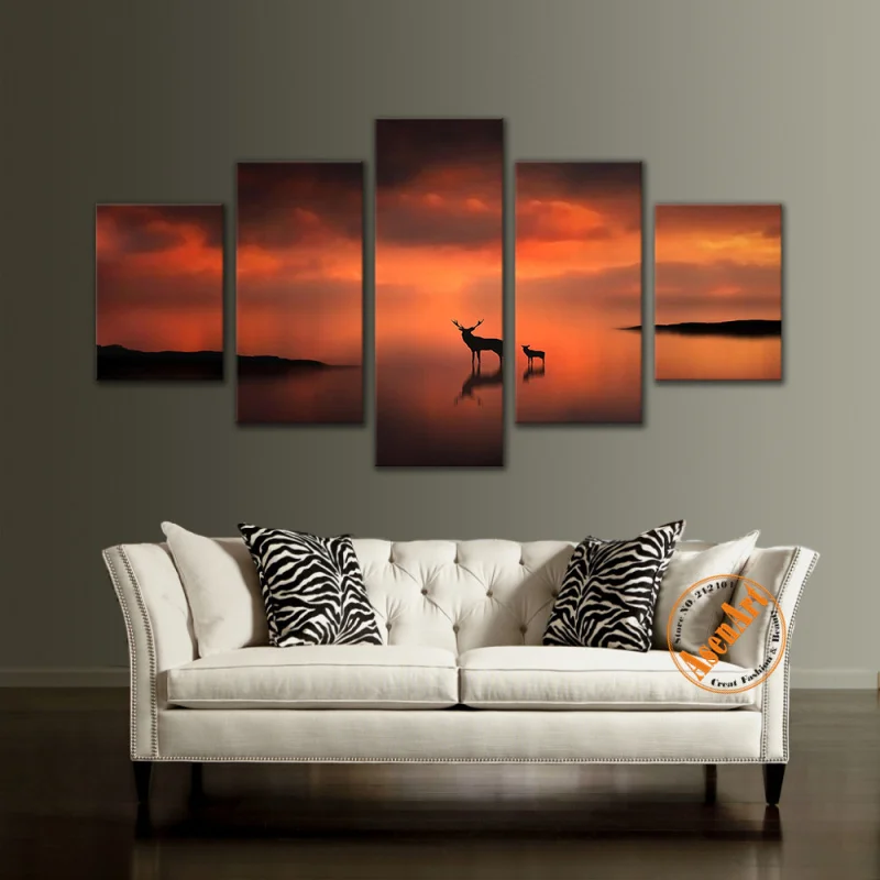 5 Piece Wall Art picture Canvas painting of the elk in the
