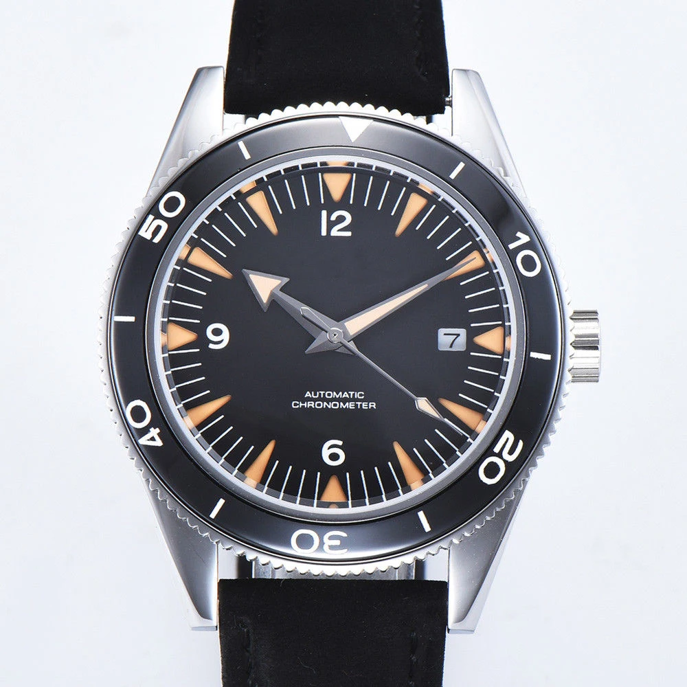 Механические наручные часы, 41 мм, deber chасы reloj hombre, сапфировое стекло, стерильный циферблат, кожа, керамический ободок, автоматические мужские часы