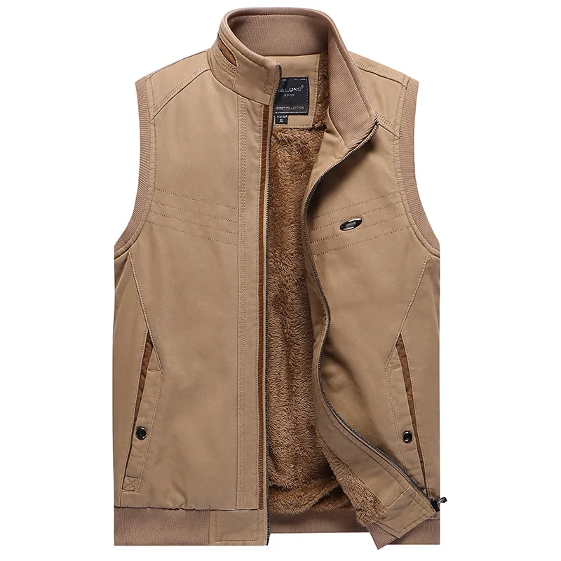 Men's Winter Fleece Vest Men Waistcoat Cotton Sleeveless Casual Jacket ...