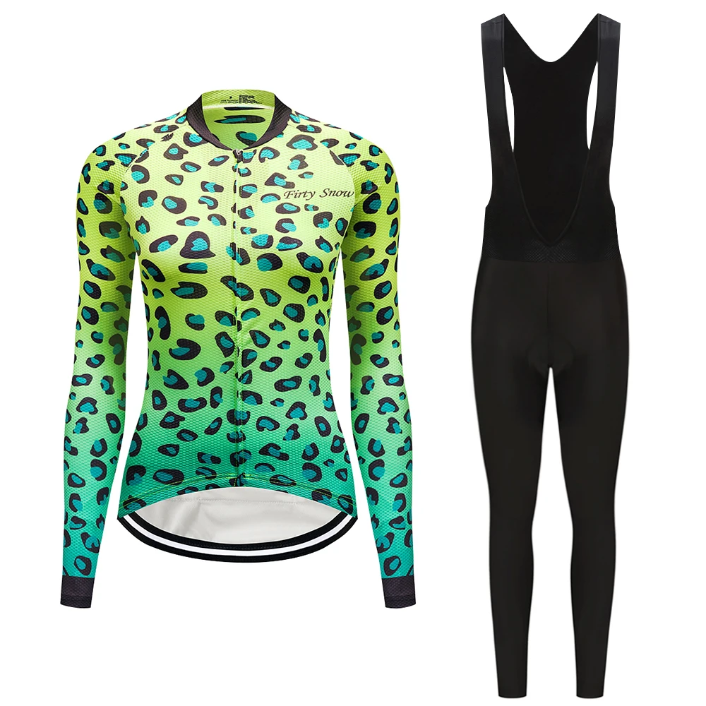 

Women's Long Sleeve Cycling Jersey Suspenders Short Sets Racing Bicycle Clothing Kit Mountain Bike Clothes Suit Wear Mtb Maillot