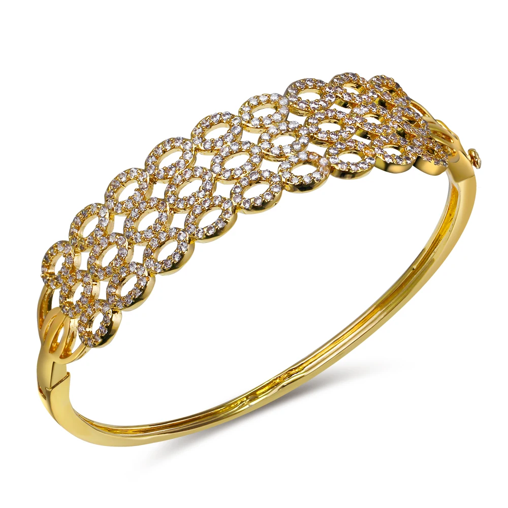 

2016 HOT ! New Fashion Korea Sweet Hollow out Exquisite high-end Cubic Zirconia Gold Color Bangles Bracelet for Women Wholesale