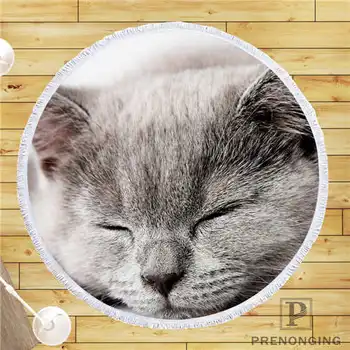 

Custom DIY Customized Microfiber Fabric Cat Round Beach Blanket Towel Printed on Demand 150cm #19-01-28-1-11