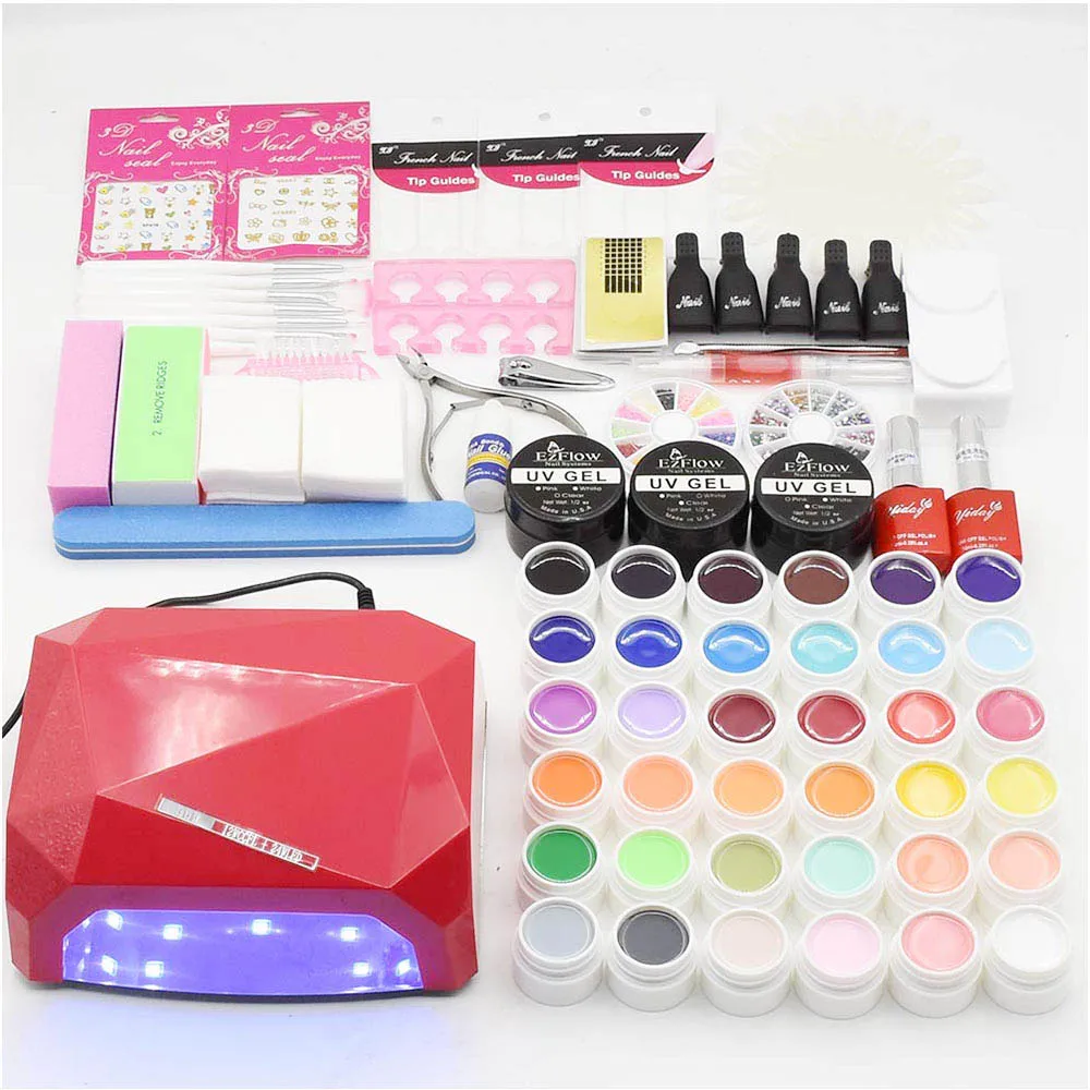 

Timistory 24/36W UV LED Lamp Nail Set & 36 color acrylic nail kits uv extension gel set kit nail art manicure tools sets kit