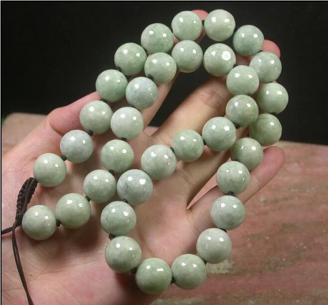 

Certified Green 100% Natural A Bead Beads Necklace 13 mm