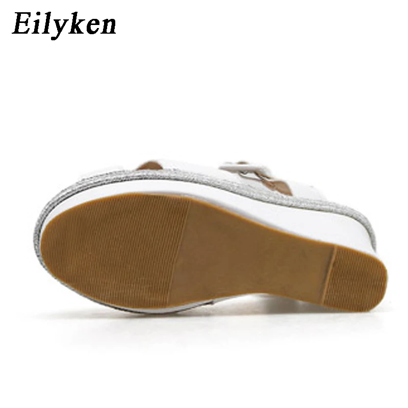 Женские босоножки на платформе Eilyken Клубные белого и золотого цвета с открытым