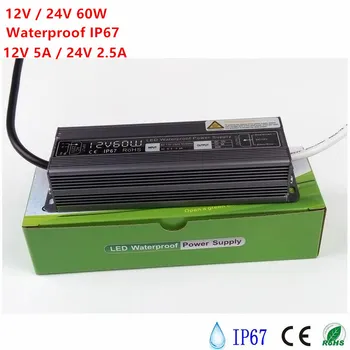 

12V 24V 60W Aluminum LED Driver Lighting Transformer AC110-240V Switching Power Supply Adapter Waterproof for LED Strip Light