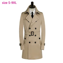 Новое поступление модные осень-зима Для мужчин ветровка длинные Стиль двубортный модное повседневное пальто высокого качества большие размеры S-8XL9XL