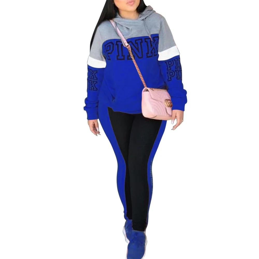 

VAZN New Women Fashion Casual 2018 Style 2 Piece Set Thick Full Sleeve Hooded Long Pants Plus Size Popular Bodycon Set 1029#