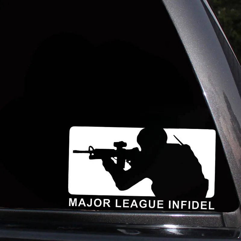 YJZT 15 см* 8,2 см Major League Infidel автомобильные наклейки виниловая наклейка Военная USMC армейская темно-синяя черная/Серебристая C3-0142