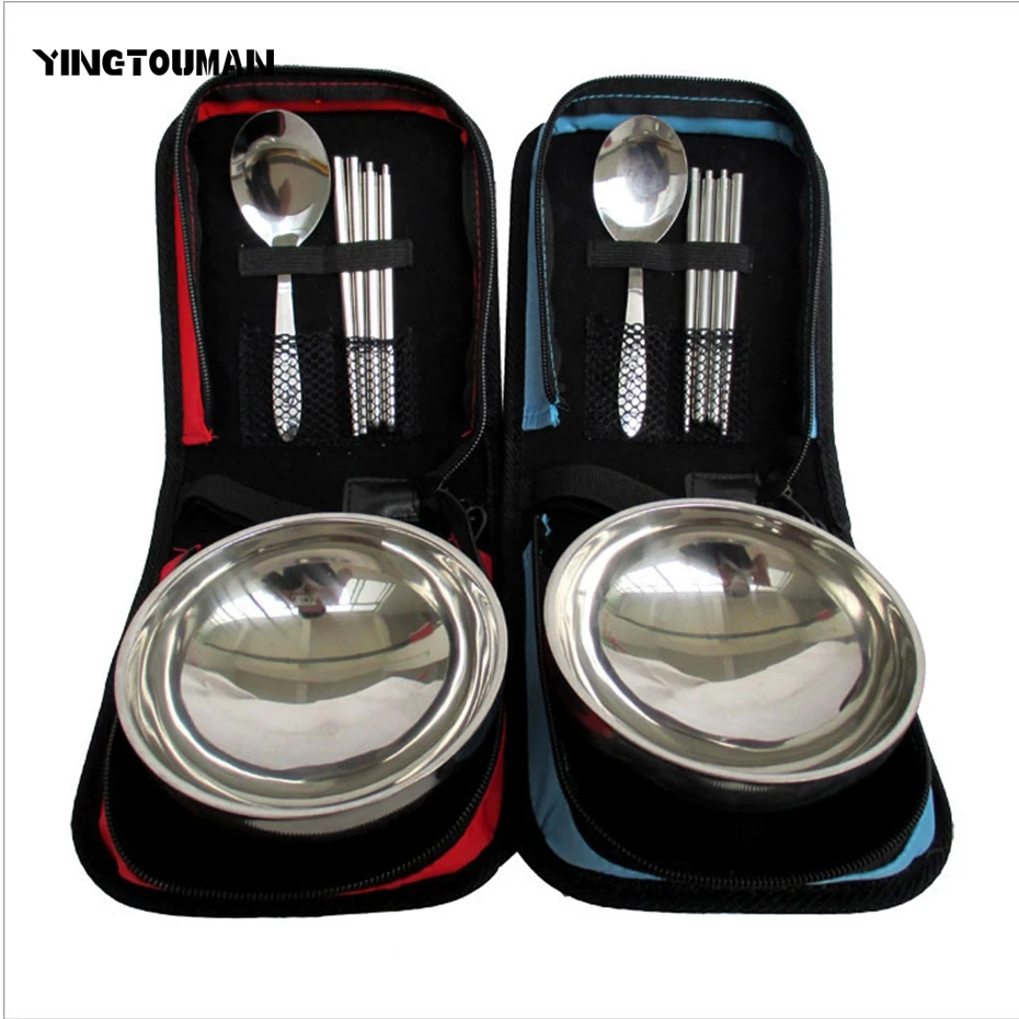 

YINGTOUMAN Folding Outdoor Travel Picnic Tableware Eco-friendly Chopstick Spoon Fork Storage Box for Camping Climbing Hiking