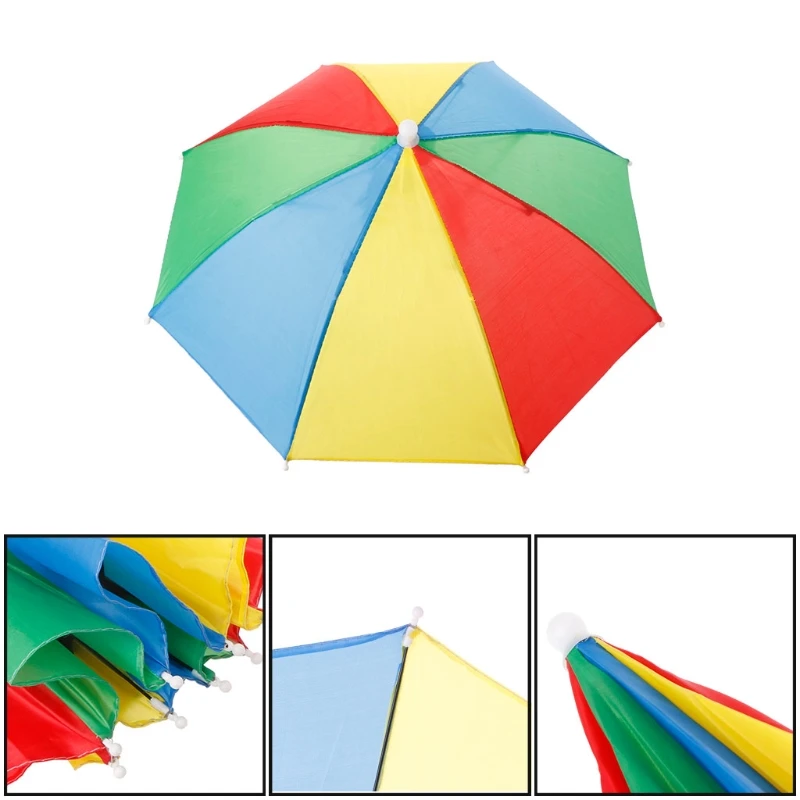 Складной Головные уборы Защита от солнца дождь зонтик Шапки руки свободными для Рыбалка Пеший туризм пляж мульти-Цвет зонтик шляпа
