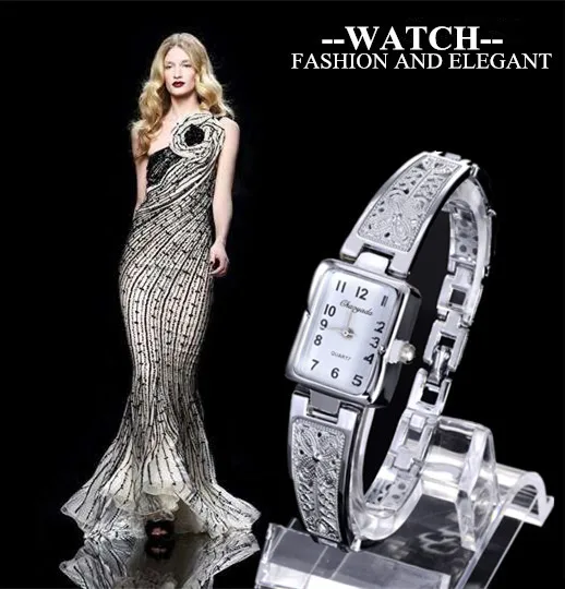 Women Vintage Luxury Gold + Silver Watches Elegant Quartz Fashion Rectangle Dial Women Vintage Luxury Gold + Silver Watches Elegant Quartz Fashion Rectangle Dial